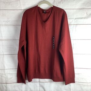 Apt9 XXL 2XL Merino Wool Sweater V-neck Pullover Burgundy red Kohls Unisex Plus
